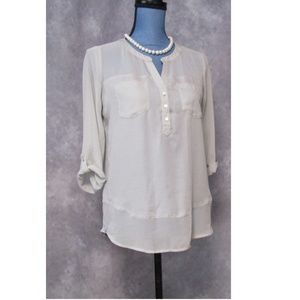 Express Gray Semi Sheer Popover Blouse Size XS